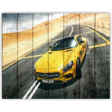Панно с изображением машины Creative Wood AUTO AUTO - 10 Спортивный жёлтый автомобиль марки Мерседес