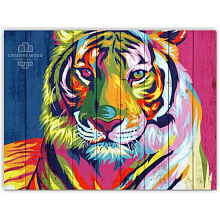 Разноцветное панно для стен Creative Wood Векторная графика Векторная графика - Тигр цветной
